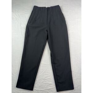 ZARA Women Black High Waist Pleated Dress Pants Ankle Straight Leg Size S Work